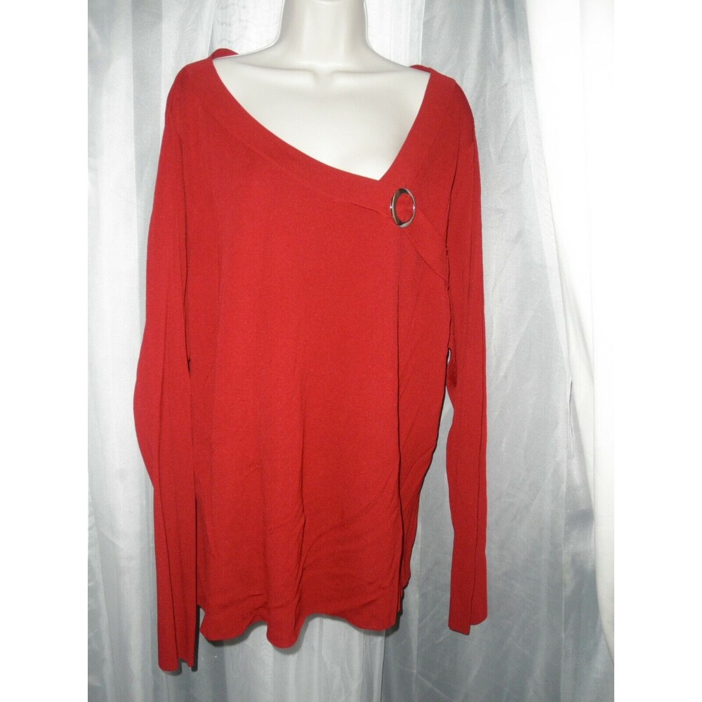 NEW by VERSAILLES, PLUS SZ 2X, LONG SLEEVE, RED SWEATER TOP, SHIRT,RETAILS $50.